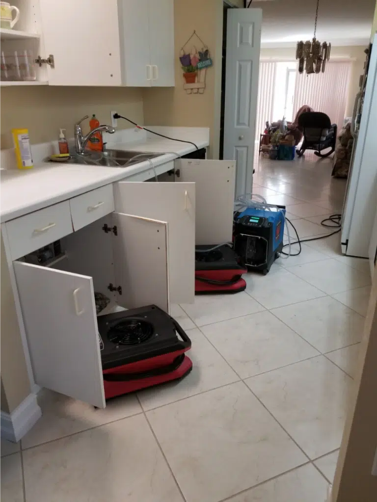Structural Drying Process Water Damaged Kitchen Cupboards
