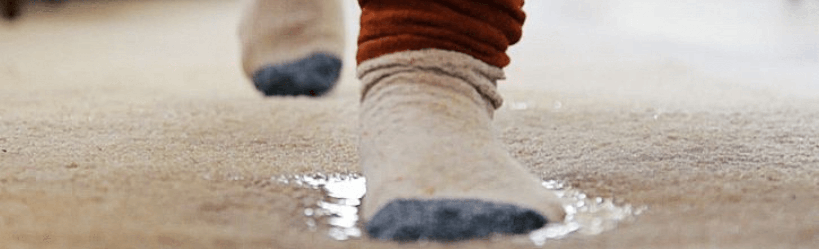 Socked foot on wet carpet puddle (1)