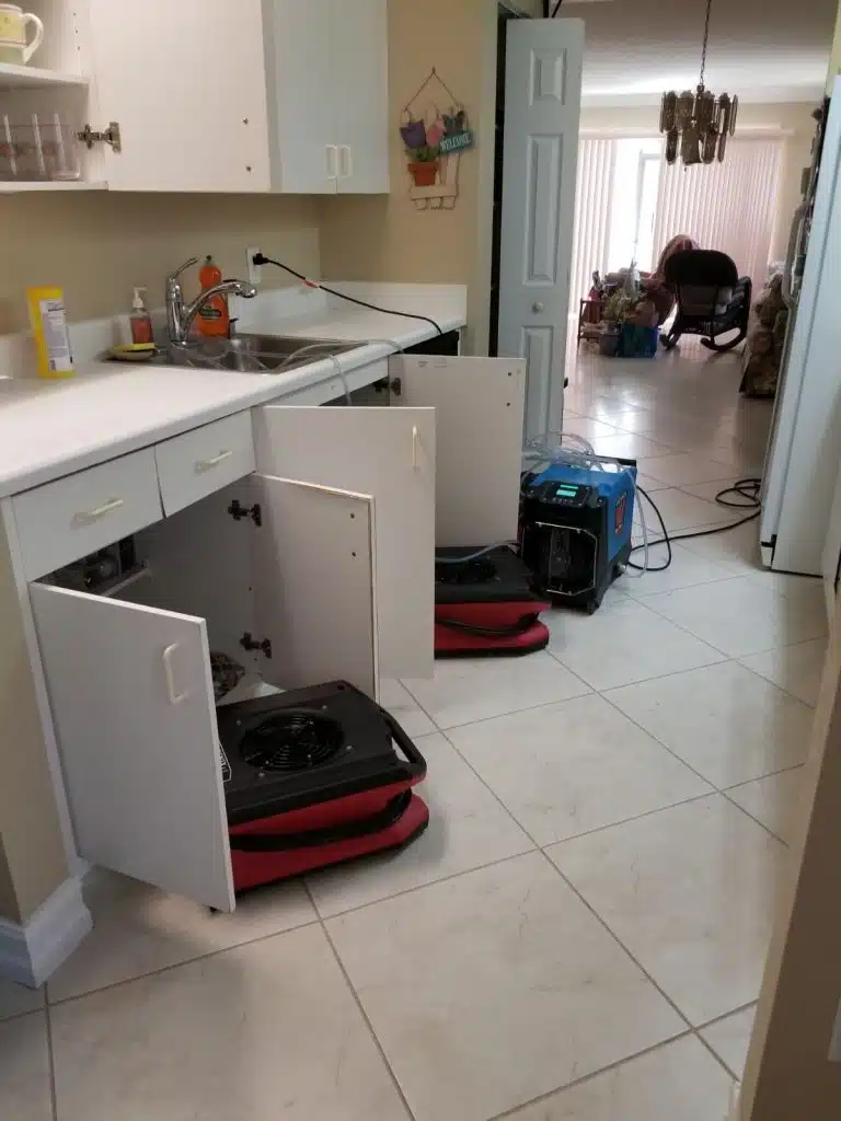structural drying of cabinets after water damage