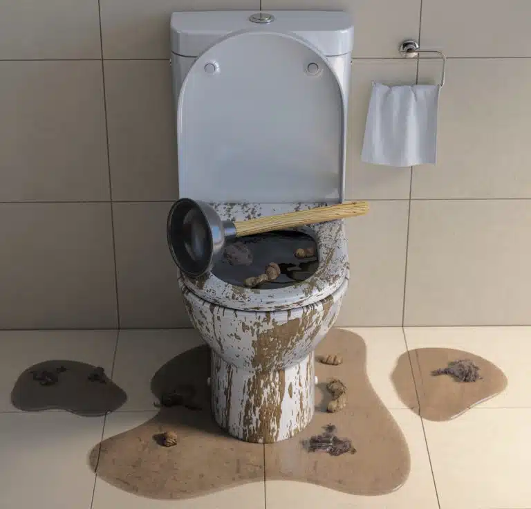 clogged overflowing toilet flooded my home