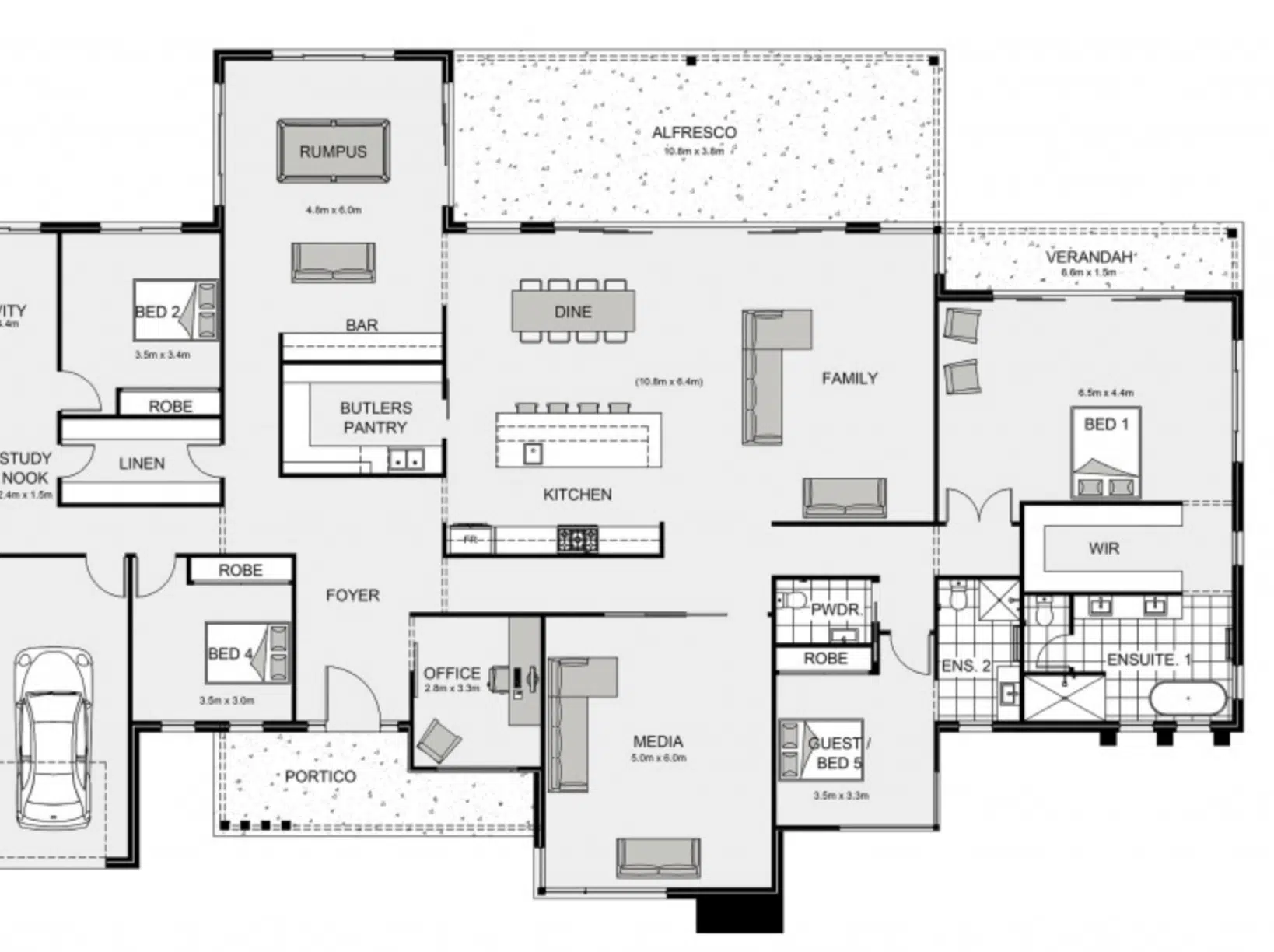House floor plan showing different dimensions of rooms and carpet cleaning prices