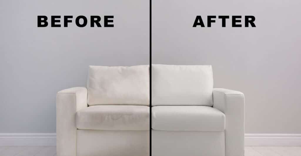 clean a white couch before and after