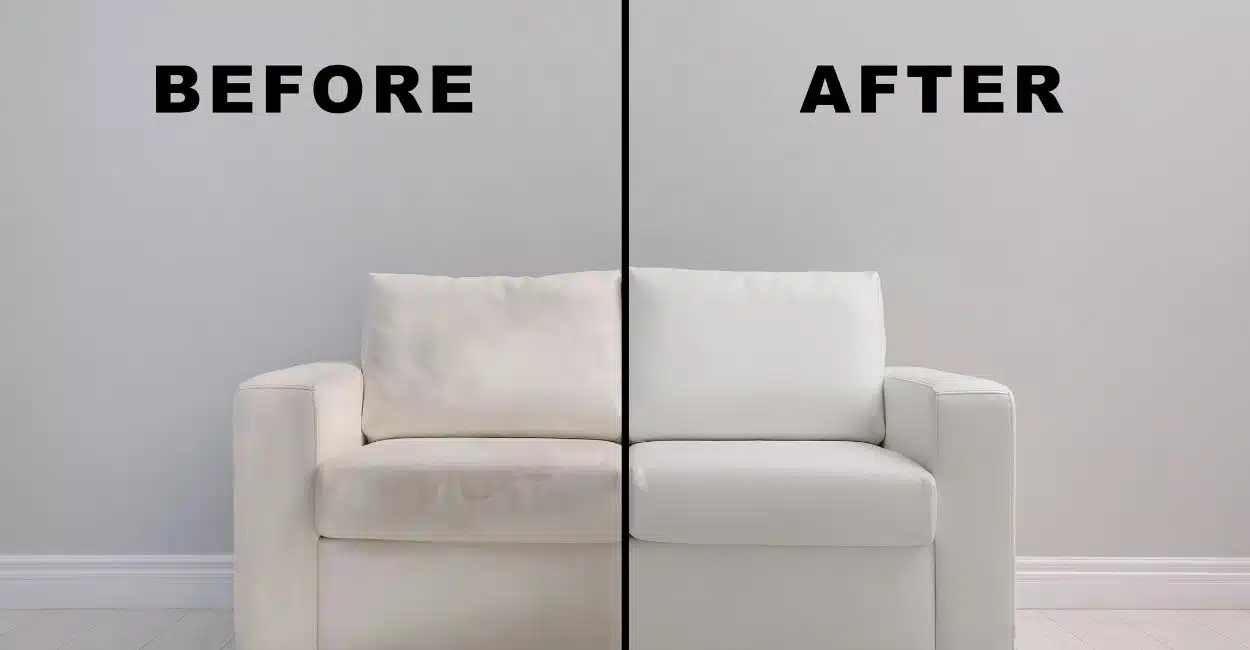 clean a white couch before and after